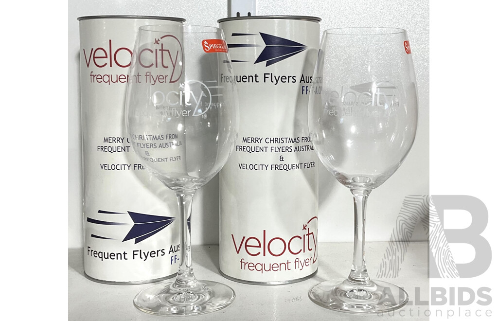 Two Velocity Frequent Flyer Spiegelau Wine Glasses