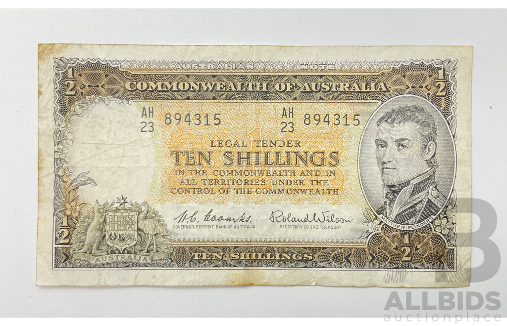 Australian Ten Shillings Note, Coombs/Wilson, AH 23