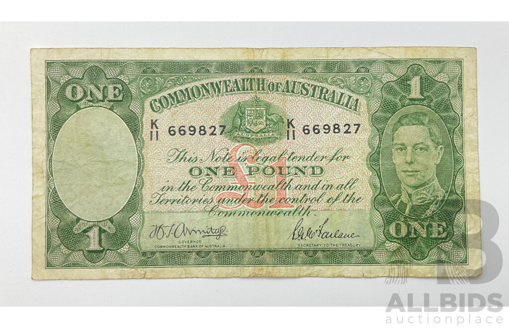 Australian One Pound Note, Armitage/McFarlane, K 11