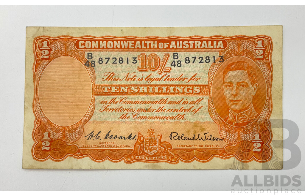 Australian Ten Shillings Note, Coombs/Wilson B48
