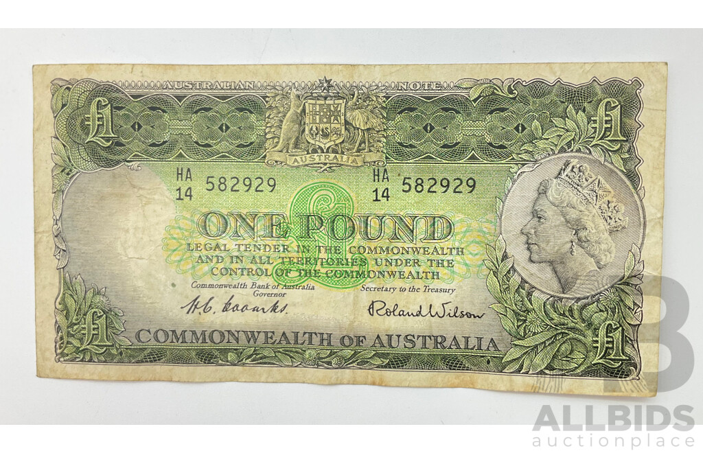 Australian One Pound Note, Coombs/Wilson HA14