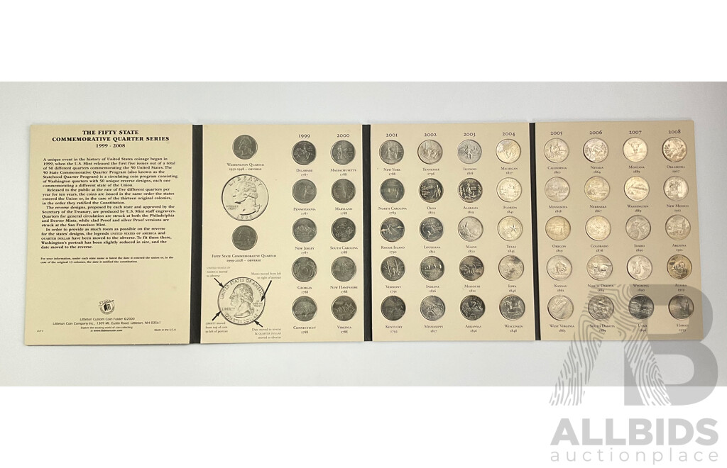 USA Fifty State Commemorative Quarters 1999-2008, Complete Folder