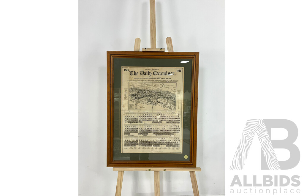 Framed 'Daily Examiner' Calendar Supplement, Relief Map - Clarence Water & Power Development 1949
