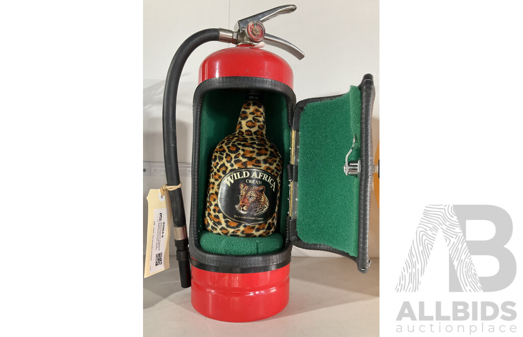 Repurposed Fire Extinguisher and Contains Bottle of Wild Africa Cream Liqueur
