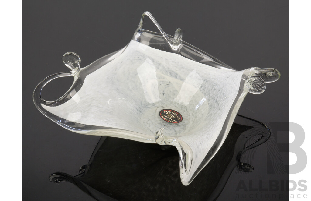 Arte Murano Glass Abstract Free  Form Dish with Original Sticker