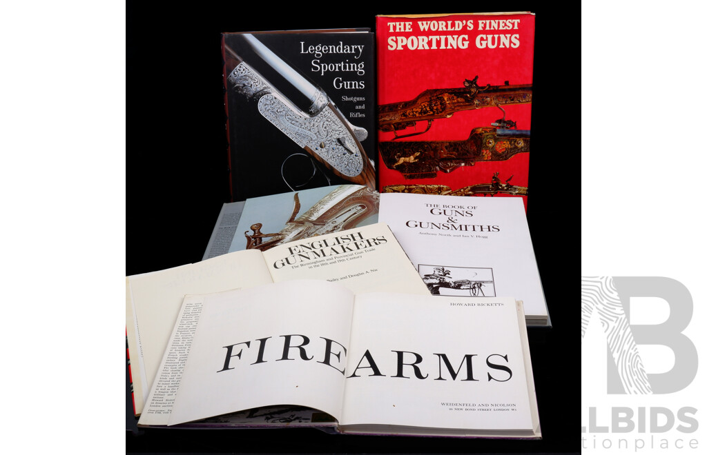 Good Collection Nine Books Relating to Guns Including Legendary Sporting Guns by E Joly, the Book of Guns and Gunsmiths by North & Hogg  and More