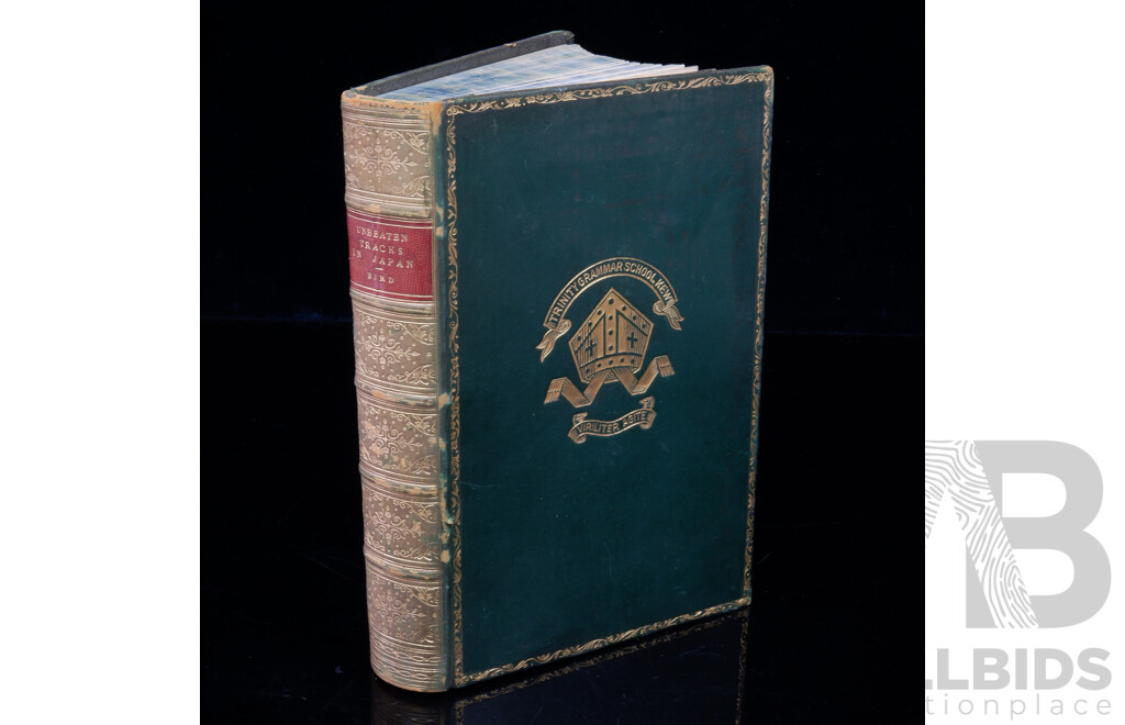 Unbeaten Tracks in Japan, Isabella Bird, John Murray, London, 1905, Leather Bound Hardcover with Gilded Edges, Ex Trinity Grammer Prize