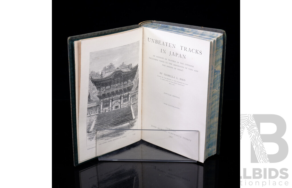 Unbeaten Tracks in Japan, Isabella Bird, John Murray, London, 1905, Leather Bound Hardcover with Gilded Edges, Ex Trinity Grammer Prize