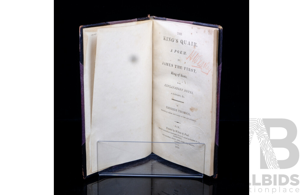 Rare Antique Book, the King's Quai (Kingis Quair), a Poem by James the First King of Scots, Printed by Wilson & Paul, Edinburgh, 1815, Leather Bound Hardcover