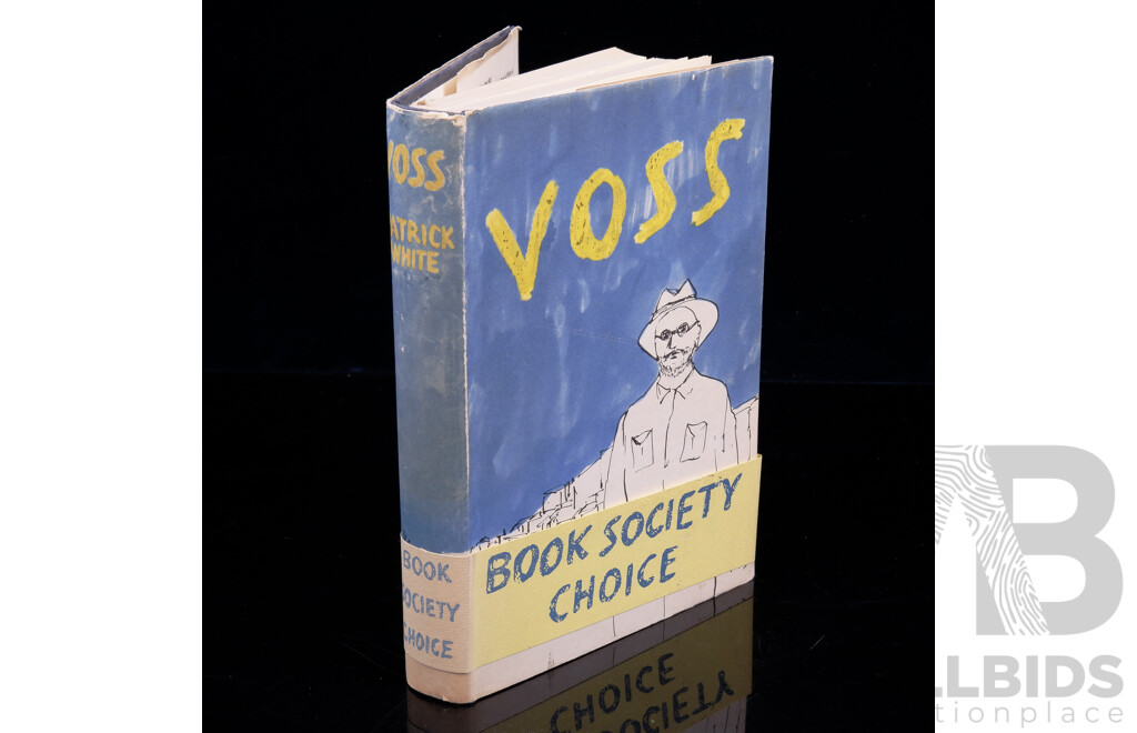 First Edition, Voss, Patrick White, Eyre & Spotswood, London 1957 Hardcover with Dust Jacket and Original Book Society Choice Sleeve