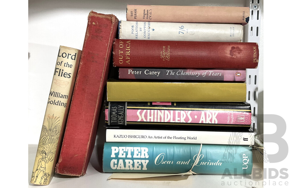 Collection Ten Vintage Books Including First Edition Pater Carey, Oscar and Lucinda and More