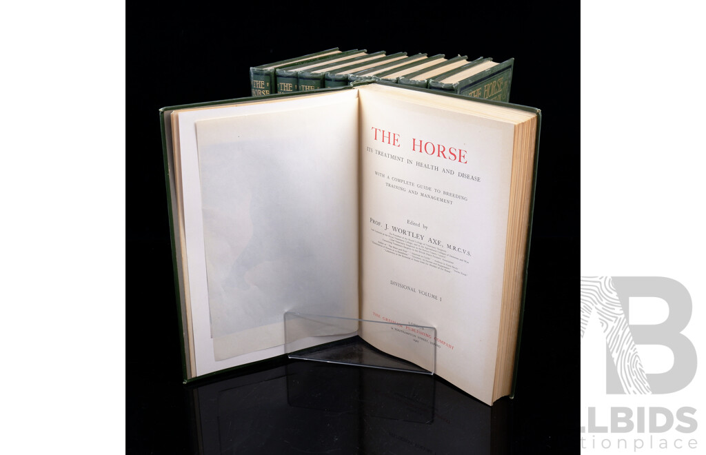 The Horse, Its Treatment in Health and Disease, Volumes 1to 9, Edited Prof J W Axe, the Gresham Publishing Co, London, 1907, Hardcovers