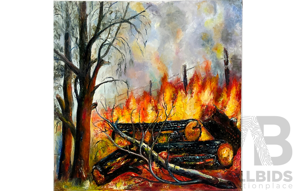 Angela Stankovic, Bushfire, Oil on Canvas