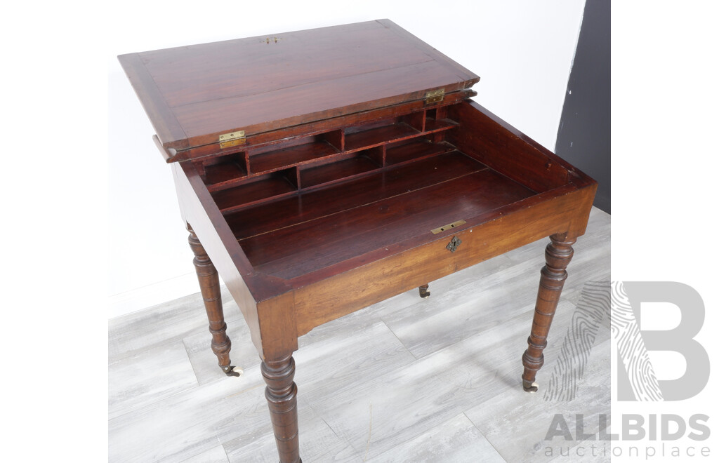 Antique Writing Desk with Lift Top Storage Compartment