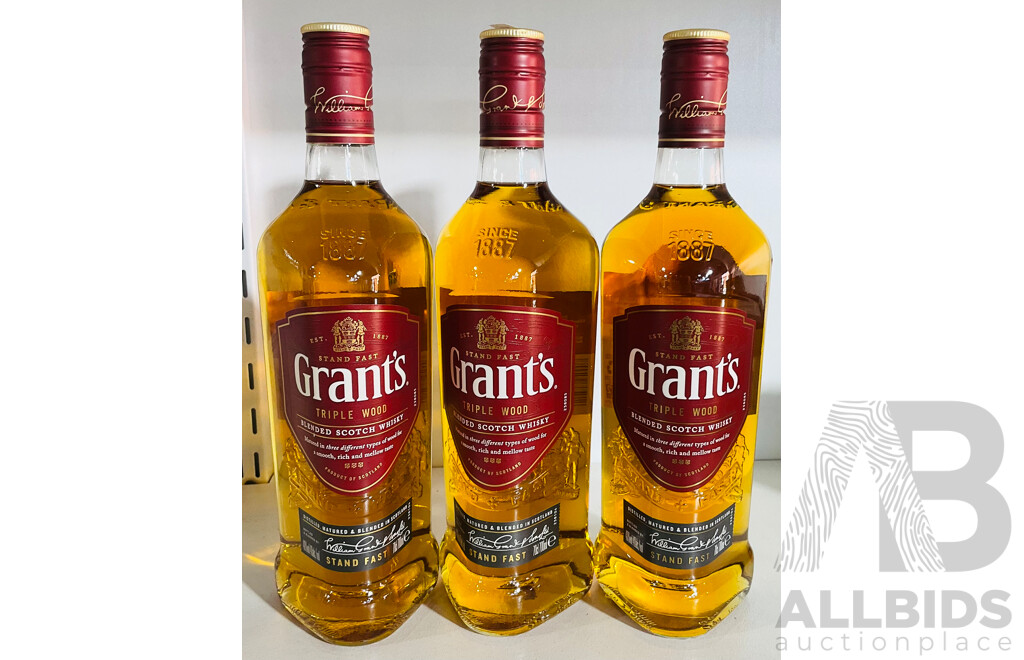 Trio of Grant’s Triple Wood Blended Scotch Whiskey