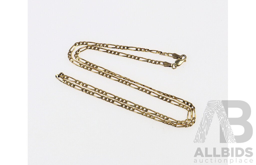 9ct Figaro 3+1 Link Chain, 50cm, 6.87 Grams