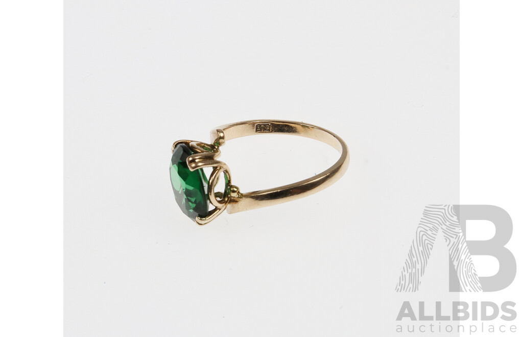 9CT Vintage Biron Emerald Ring, Size O, 3.82 Grams