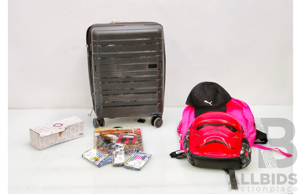 Assorted Lot of Kids Items, Luggage and Certificate Box