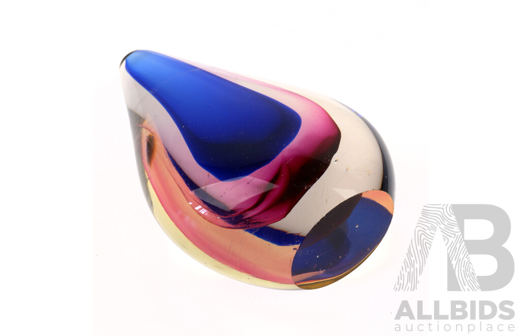 Murano Glass Sommerso Teardrop Paperweight