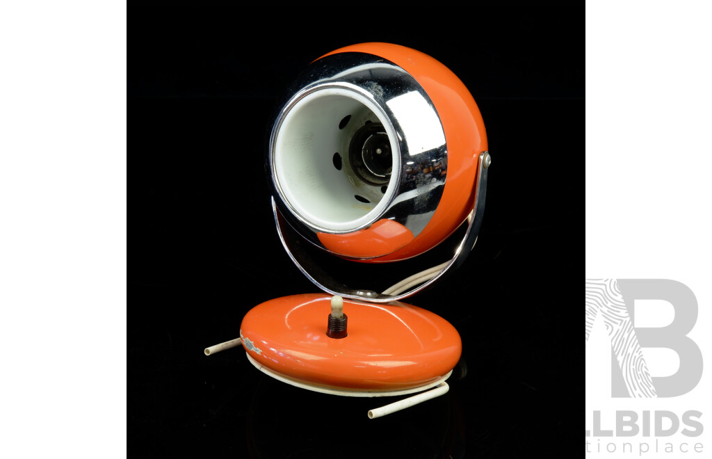 Cool Jet Age Orange Ball Lamp with Wall Bracket