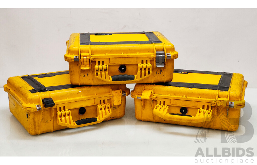 Yellow Genuine Pelican Protective Case - Lot of 3