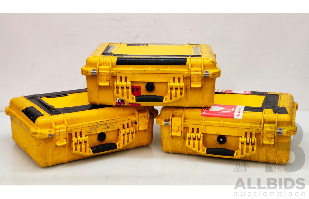Yellow Genuine Pelican Protective Case - Lot of 3