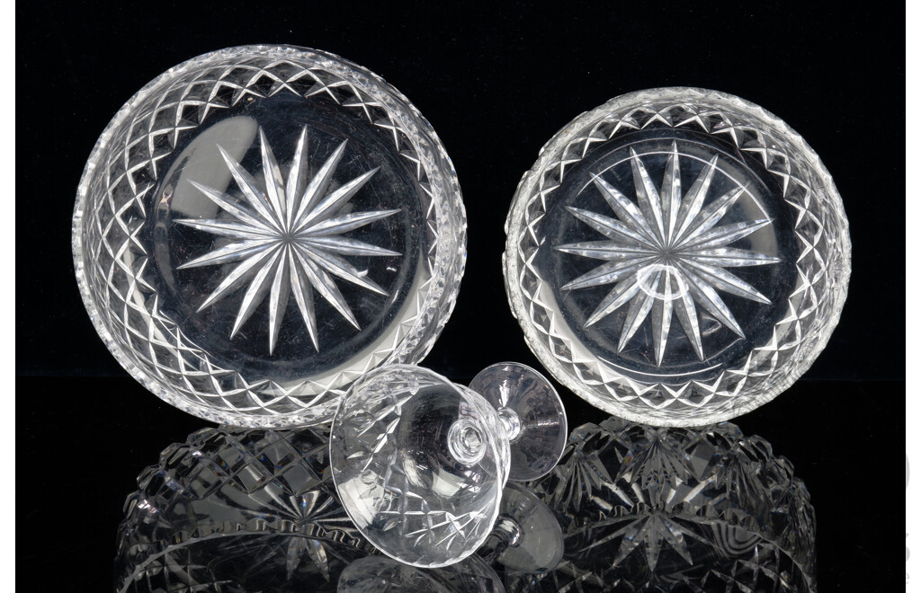 Two Vintage Grimwade Crystal Serving Bowls Along with Webb and Corbett Coupe