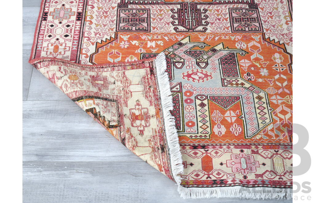 Hand Woven Silk & Cotton Turkish Soumak Kilim by Haksel Hali