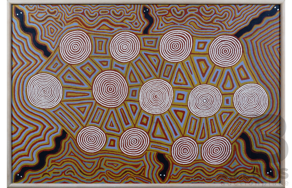 Tony Tjakamarra (born c1938, Pintupi language group), Tingari Cycle 1990, Acrylic on Canvas