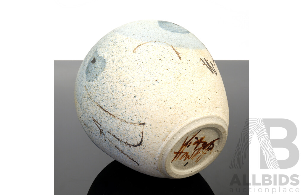 Victoria Howlett (Born 1945), Stoneware Spherical Form with Hand-Painted Exterior and Glazed Interior