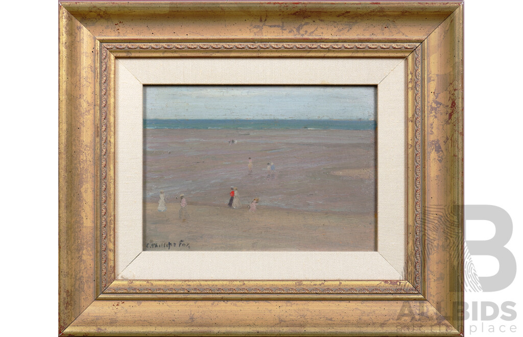 Emanuel Phillips Fox (1865-1915), By the Sands c1909, Oil on Wood Panel