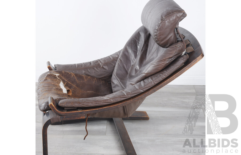 Retro 'Korken' Bentwood Leather Armchair