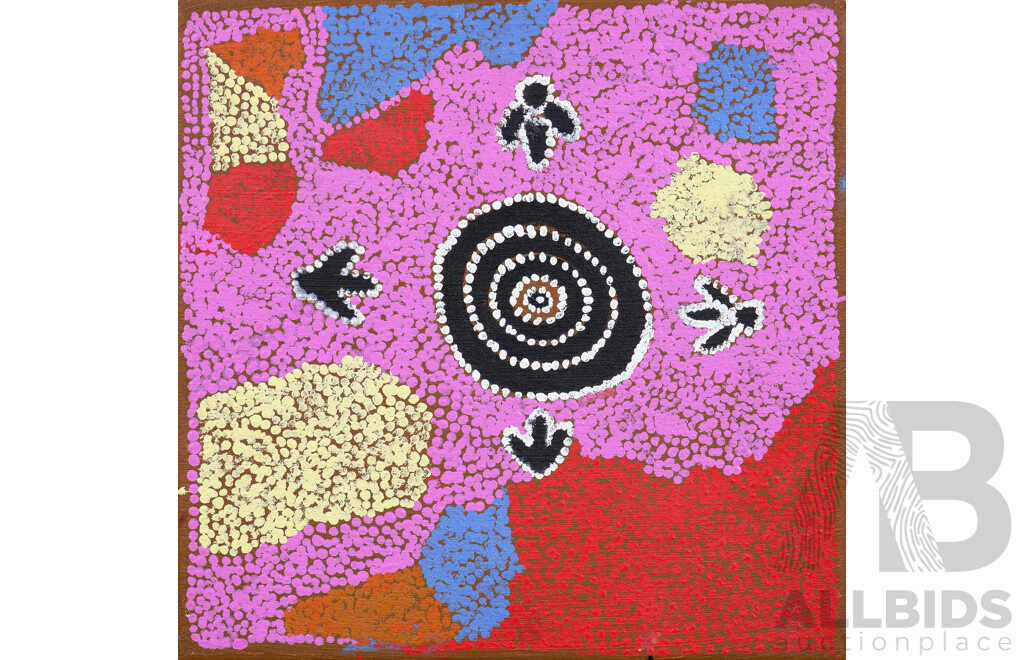 Curtis Janpitjinpa (Australian, Aboriginal), Emu Dreaming, Acrylic on Canvas