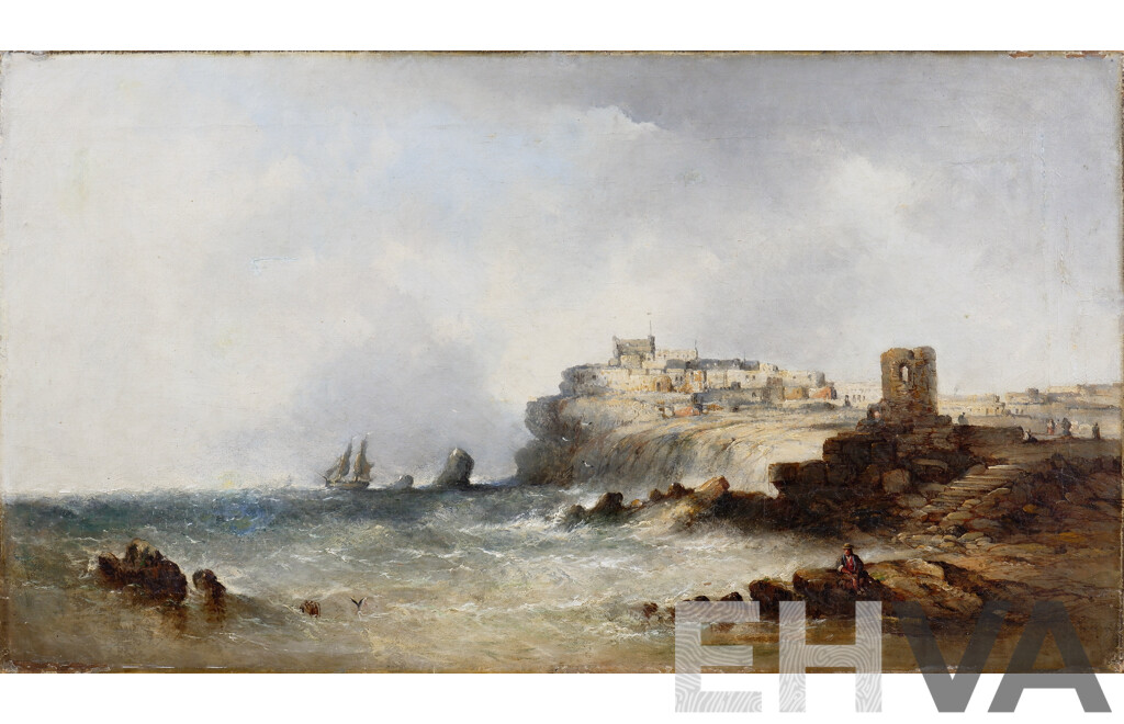 Late 18th Century European School, Untitled (Coastal Town and Stormy Sea), Oil on Canvas