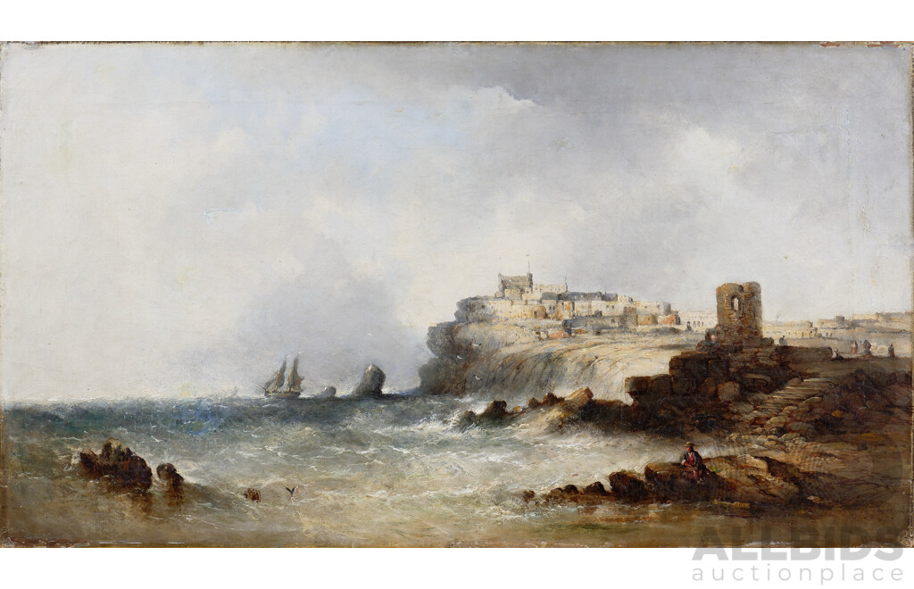 Late 18th Century European School, Untitled (Coastal Town and Stormy Sea), Oil on Canvas