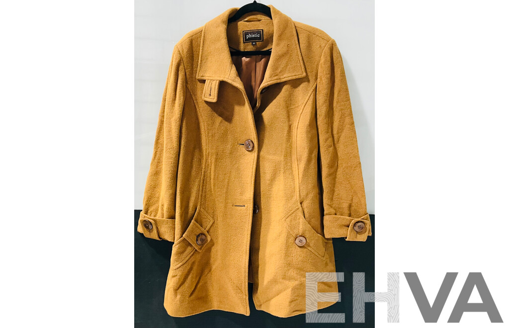 Vintage Phistic Fully Lined Tan Wool and Cashmere Winter Coat - Size 14