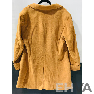Vintage Phistic Fully Lined Tan Wool and Cashmere Winter Coat - Size 14