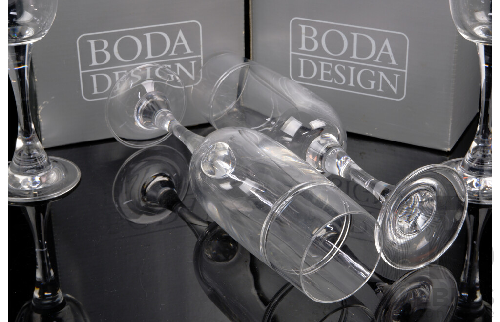 Two Pairs of Boda Design Champagne Flutes in Original Boxes