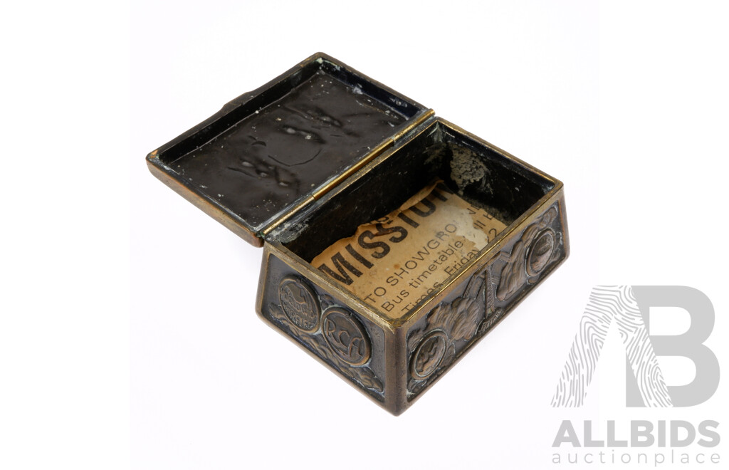 Rare Antique RCA Worldwide Wireless Brass Box with Hinged Lid, Circa 1920s