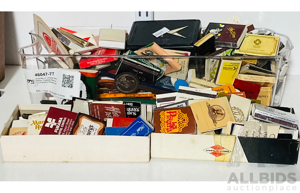 Quantity of  Vintage Match Books, Cocktail Sticks and a Packet of Playing Cards