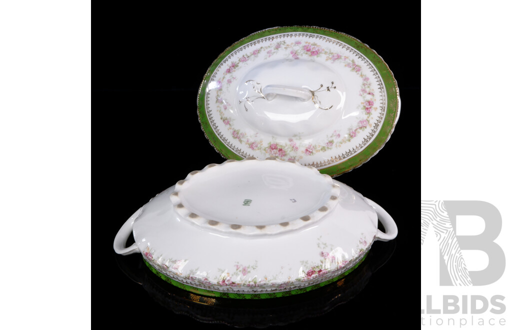 Antique Austrian Victoria Altrohlau Oval Lidded Serving Tureen, Circa 1910