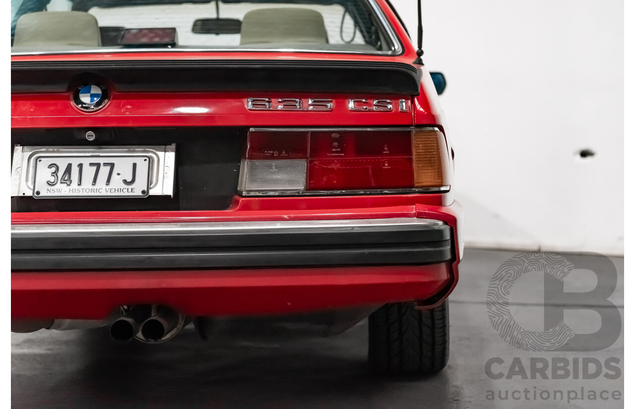 1/1989 BMW 635 CSi Highline E24 Series 3 2d Coupe Cinnabar Red 3.4L - Australian Delivered