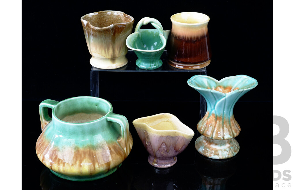 Nice Collection Six Vintage Pieces Australian Pottery Including Diana, Newtone, Remued and More