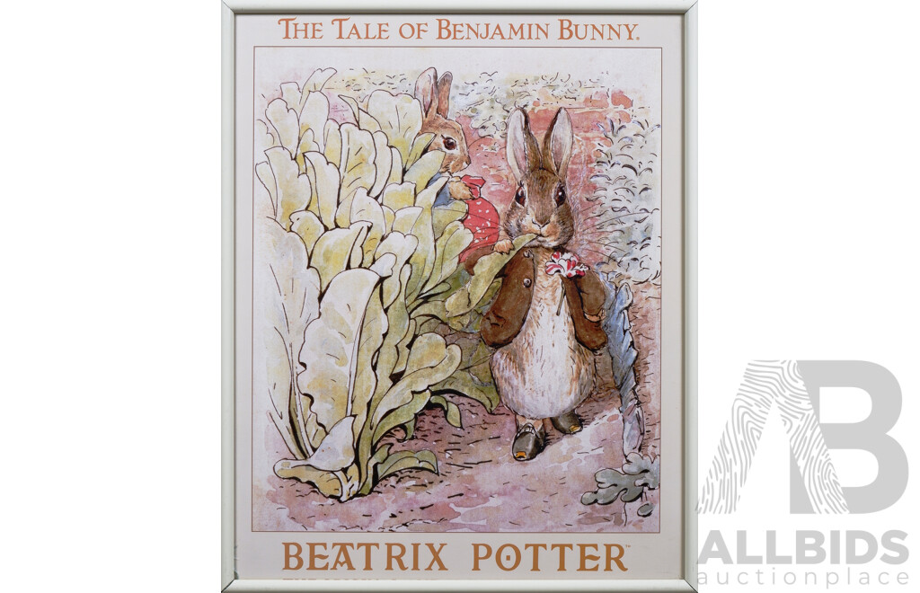 Pair of Framed Beatrix Potter Posters - the Tale of Benjamin Bunny & the Tale of Tom Kitten