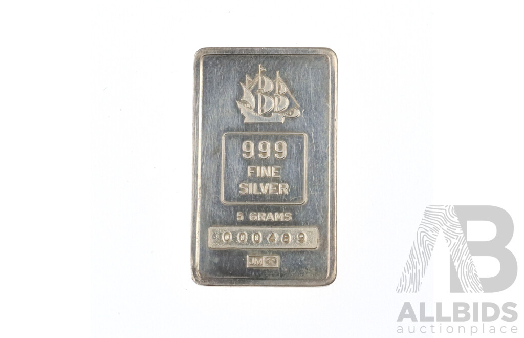 Fine 999 Sterling Silver Ingot, 30mm X 18mm, 5.00 Grams