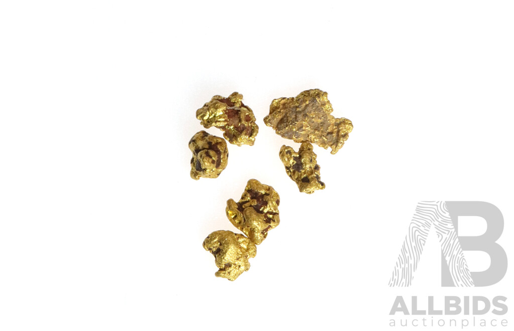 Gold Nuggets X 6, Natural Fossicked Gold, 2.05 Grams
