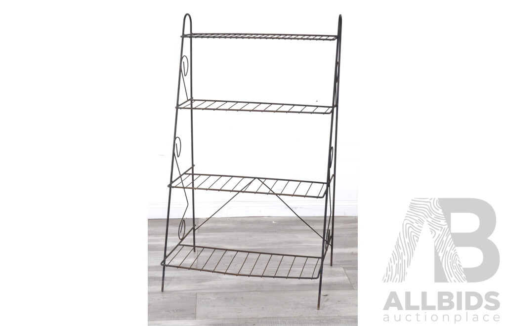 Vintage Wrought Iron Tiered Plant Stand