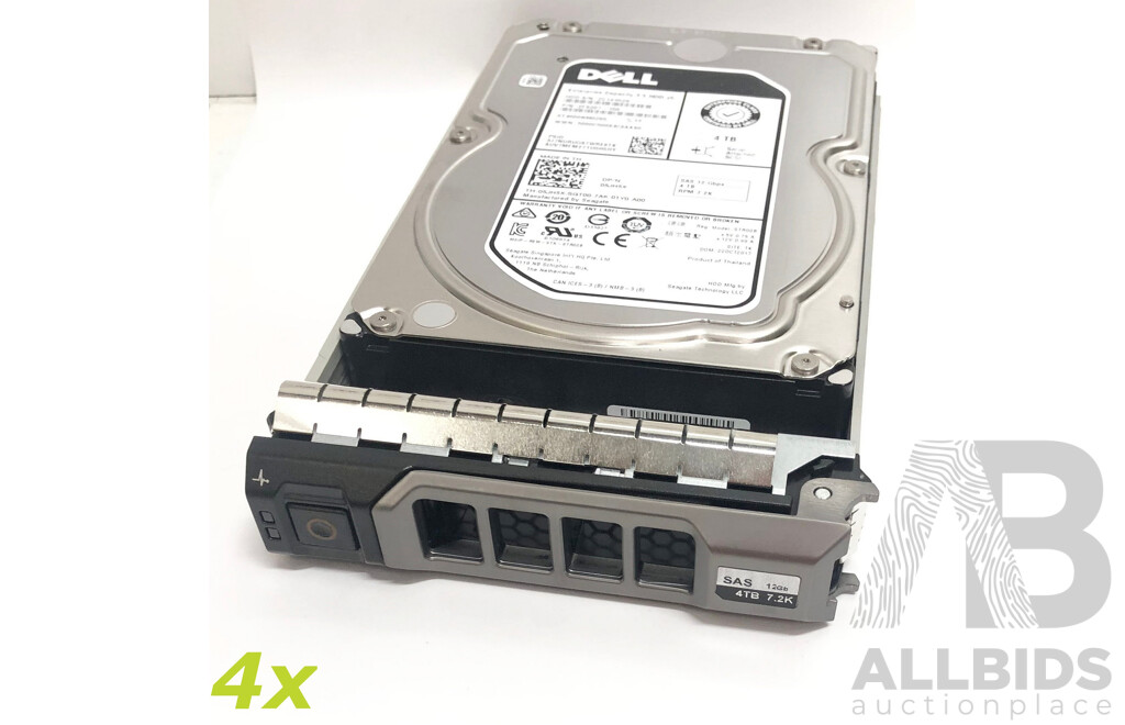 Dell (ST4000NM0295) 4TB 7.2K SAS 12Gbps 3.5-Inch Hard Drive - Lot of Four