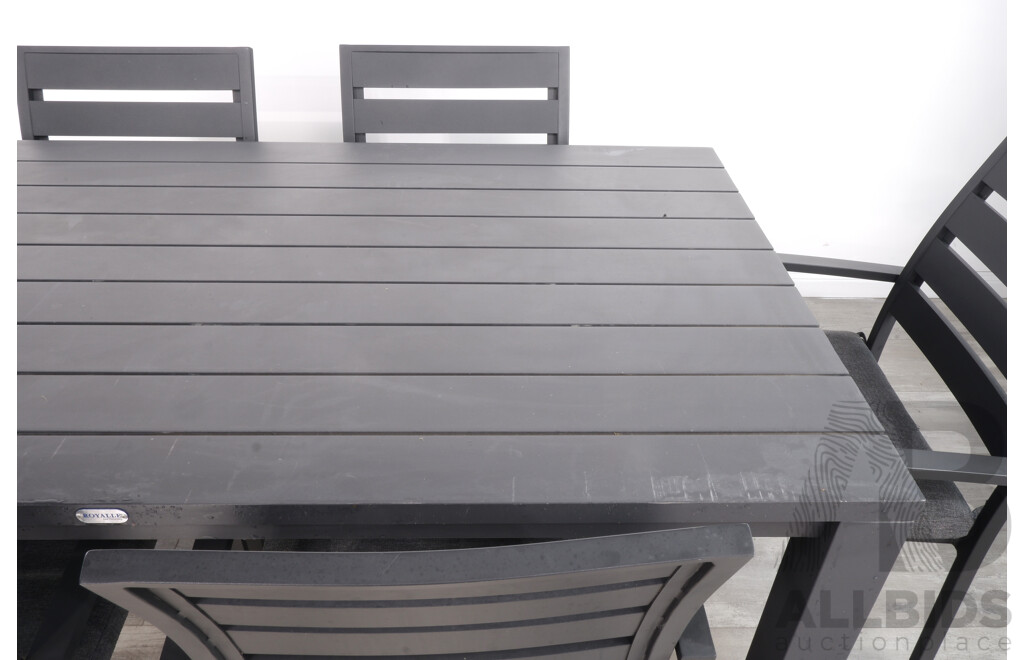 Royalle 'Adele' Metal Outdoor Dining Table with Six 'Twain' Chairs