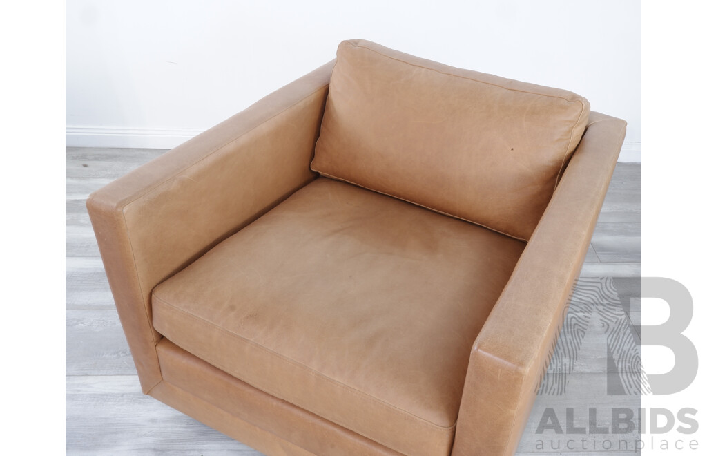 Brown Leather Qurare Line Armchair by Freedom Furniture